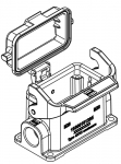 Han 10B Sockelgehuse mit Kunststoffkappe, seitlicher Kabeleingang, 2xM20, Lngsbgel
