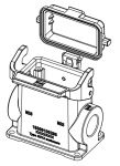 Han 10B Sockelgehuse mit Kunststoffkappe, seitlicher Kabeleingang, 2 x M25, Lngsbgel hohe Bauform