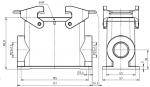 Han 16B Sockelgehuse, seitlicher Kabeleingang, 2xM25, Querbgel, hohe Bauform