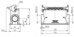 Han 24B Sockelgehuse, seitlicher Kabeleingang, 2xM32, Lngsbgel, hohe Bauform